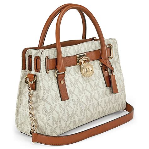 michael kors hamilton logo satchel vanilla|Michael Kors Hamilton studded bag.